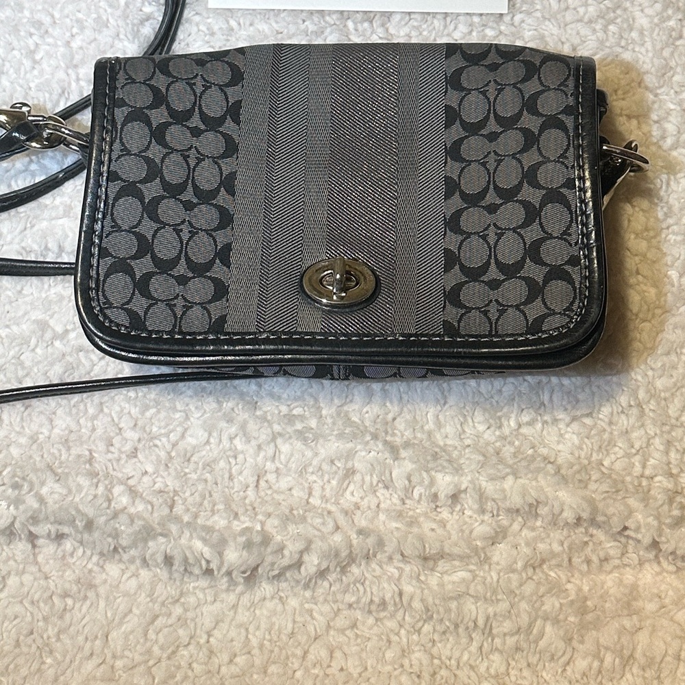 Coach Signature Black and Gray Crossbody Bag